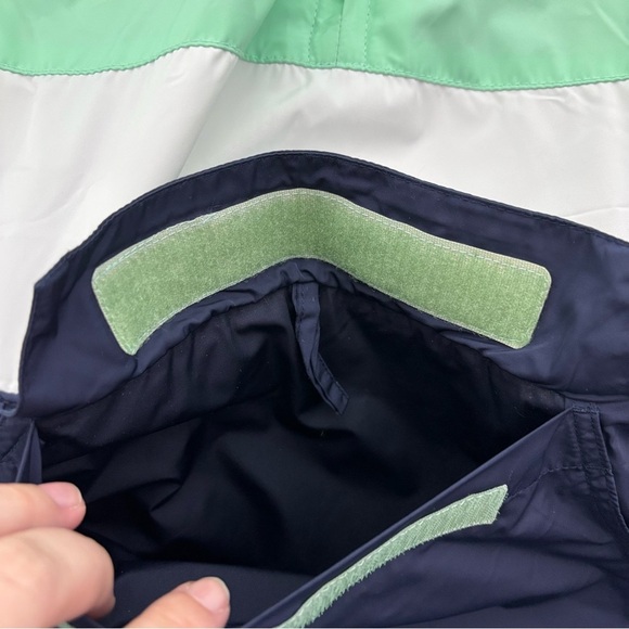 Jadelynn Brooke Women's Medium Hooded Rain Windbreaker Jacket Green Navy - Picture 10 of 15